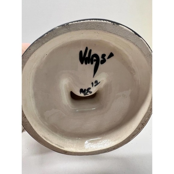 VNTG Asian Fig~Porcelain~ Vilas Man Rare Defect~ Geisha Asian Woman Playing Pipa - Picture 5 of 7